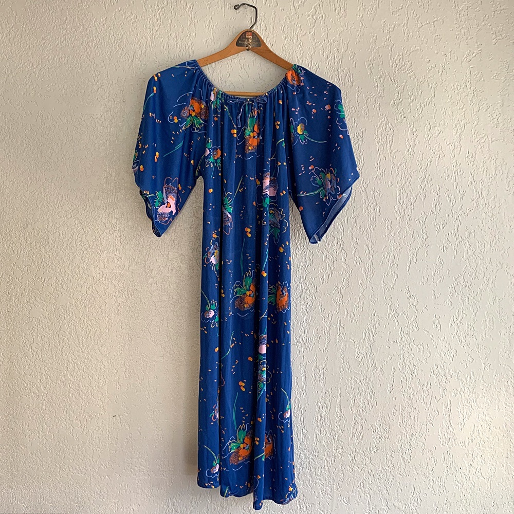 Vintage Floral Blue Dress